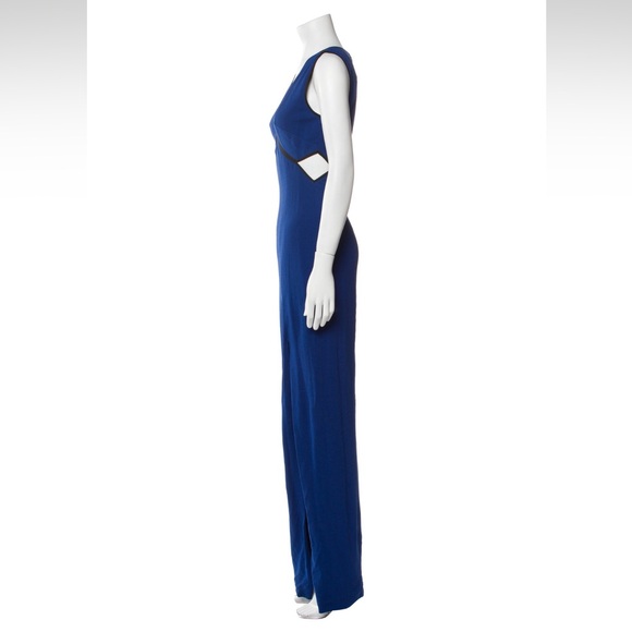Yigal Azrouël Blue & Black Maxi Evening Gown Sleeveless with V-Neck | Size 2 - Picture 2 of 12